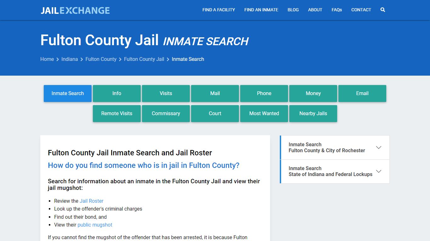 Fulton county indiana deals jail inmate roster